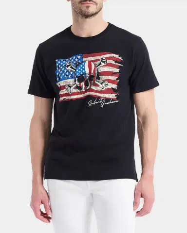 Robert Graham Men's Skull Flag Graphic Cotton T-Shirt | Thumbnail 2