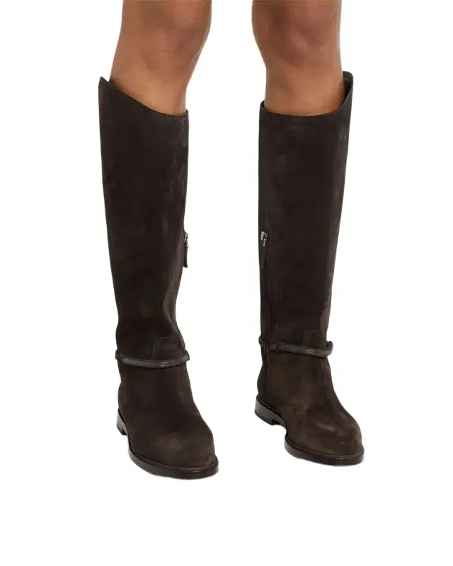 Brunello Cucinelli Suede Knee-High Riding Boots
