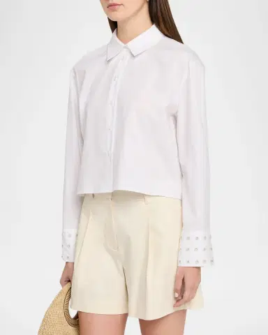 TANYA TAYLOR Largaux Beaded Button-Front Top | Thumbnail 3 TANYA TAYLOR Largaux Beaded Button-Front Top | Thumbnail 3