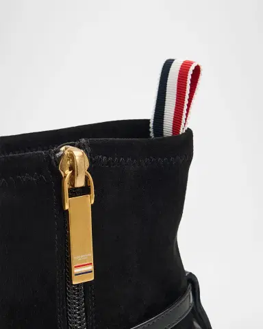 Thom Browne 105mm Trompe L 'oeil Suede Booties | Thumbnail 2 Thom Browne 105mm Trompe L 'oeil Suede Booties | Thumbnail 2