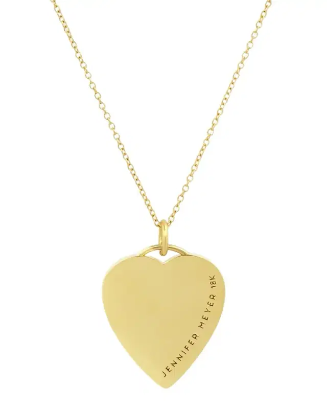 18K Pink Opal Inlay Heart Necklace with Diamonds