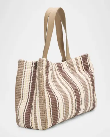Brunello Cucinelli Striped Raffia Tote Bag | Thumbnail 2