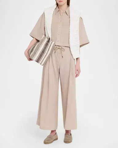 Brunello Cucinelli Striped Raffia Tote Bag | Thumbnail 4