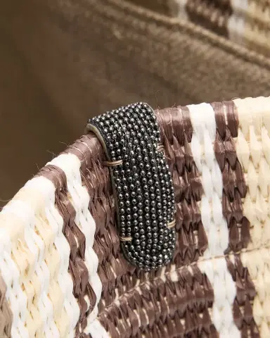 Brunello Cucinelli Striped Raffia Tote Bag | Thumbnail 5