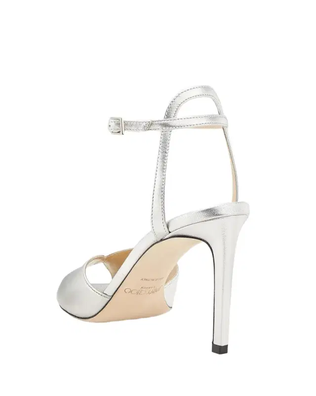 85mm Sacora Metallic Leather Ankle-Strap Sandals