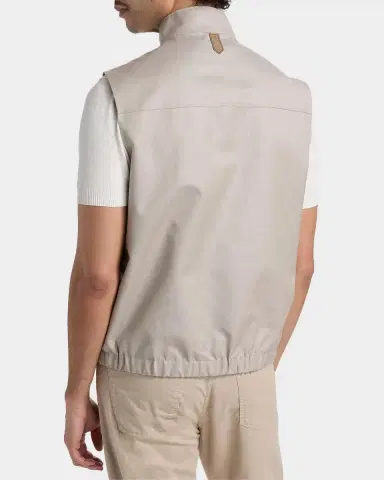 Canali Men's Wool and Linen Jersey Full-Zip Vest | Thumbnail 2 Canali Men's Wool and Linen Jersey Full-Zip Vest | Thumbnail 2