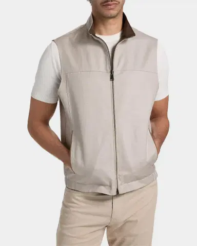 Canali Men's Wool and Linen Jersey Full-Zip Vest | Thumbnail 3 Canali Men's Wool and Linen Jersey Full-Zip Vest | Thumbnail 3