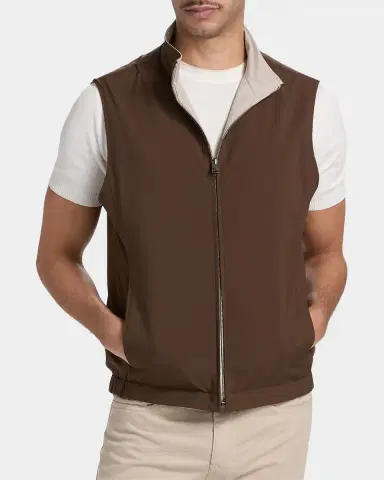 Canali Men's Wool and Linen Jersey Full-Zip Vest | Thumbnail 4 Canali Men's Wool and Linen Jersey Full-Zip Vest | Thumbnail 4