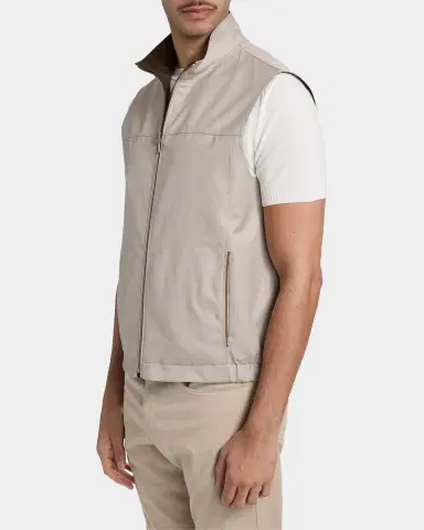 Canali Men's Wool and Linen Jersey Full-Zip Vest | Thumbnail 6 Canali Men's Wool and Linen Jersey Full-Zip Vest | Thumbnail 6