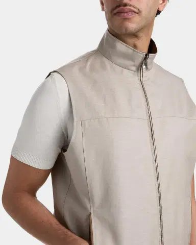 Canali Men's Wool and Linen Jersey Full-Zip Vest | Thumbnail 7 Canali Men's Wool and Linen Jersey Full-Zip Vest | Thumbnail 7