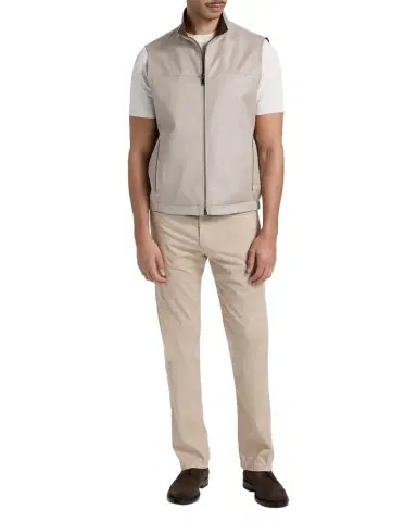 Canali Men's Wool and Linen Jersey Full-Zip Vest | Thumbnail 1 Canali Men's Wool and Linen Jersey Full-Zip Vest | Thumbnail 1