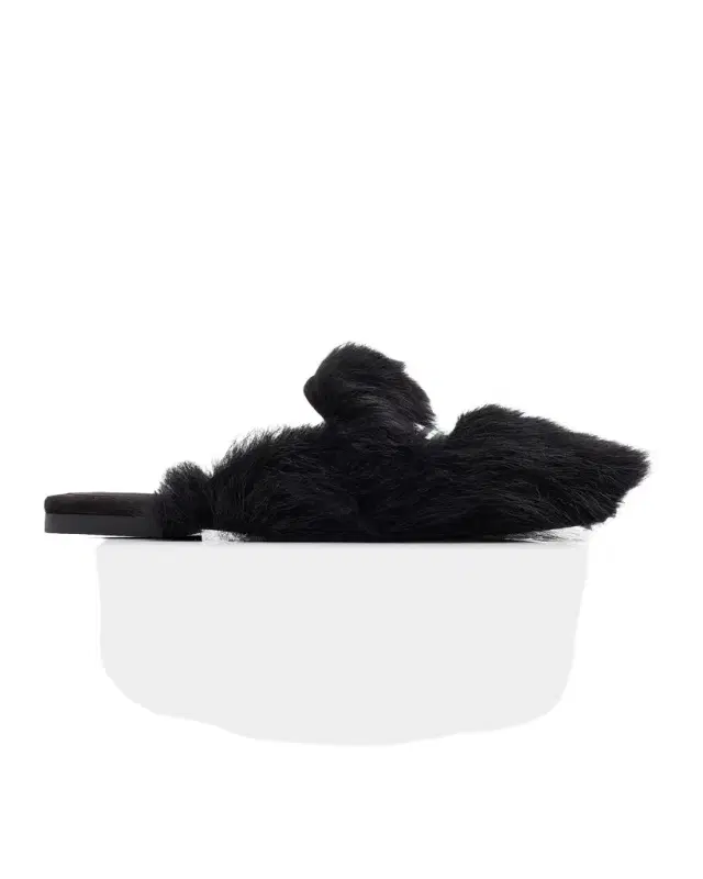 Dolce & Gabbana Logo Tag Shearling Mules