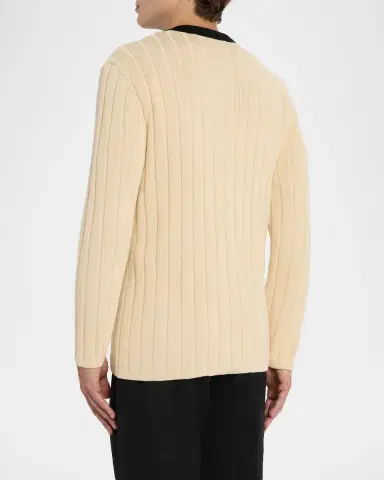 Valentino Garavani Men 's Pocket-Monogram Ribbed Cardigan | Thumbnail 2