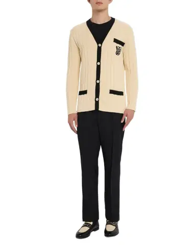 Valentino Garavani Men 's Pocket-Monogram Ribbed Cardigan | Thumbnail 1