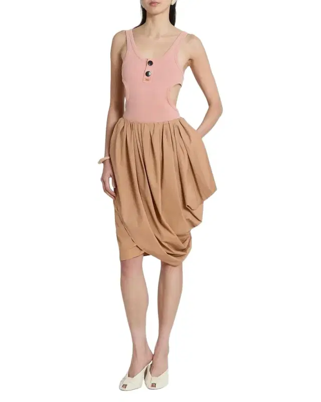 Chloe Scoop-Neck Cotton Rib Cutout Tank Top
