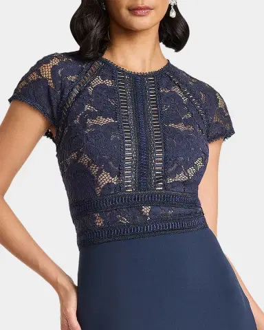 Tadashi Shoji Braid-Trim Lace & Crepe Gown | Thumbnail 2 Tadashi Shoji Braid-Trim Lace & Crepe Gown | Thumbnail 2