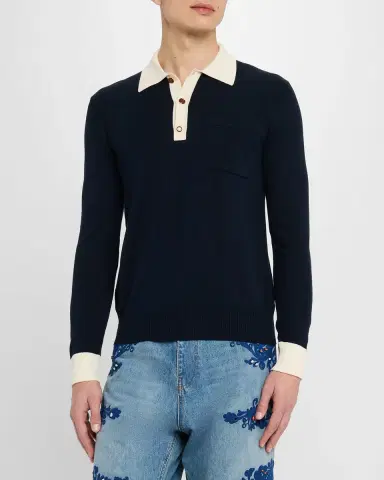Valentino Garavani Men 's VLogo Polo Sweater | Thumbnail 3