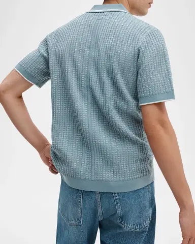 rag & bone Men's Harvey Rib-Knit Polo Shirt | Thumbnail 2 rag & bone Men's Harvey Rib-Knit Polo Shirt | Thumbnail 2