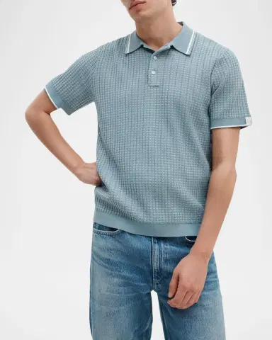 rag & bone Men's Harvey Rib-Knit Polo Shirt | Thumbnail 3 rag & bone Men's Harvey Rib-Knit Polo Shirt | Thumbnail 3