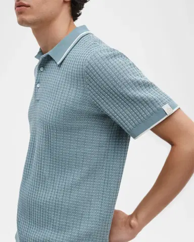 rag & bone Men's Harvey Rib-Knit Polo Shirt | Thumbnail 4 rag & bone Men's Harvey Rib-Knit Polo Shirt | Thumbnail 4