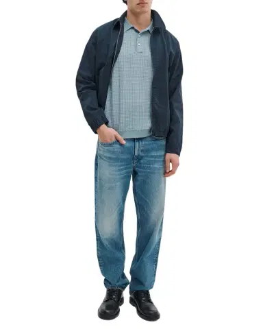 rag & bone Men's Harvey Rib-Knit Polo Shirt | Thumbnail 1 rag & bone Men's Harvey Rib-Knit Polo Shirt | Thumbnail 1