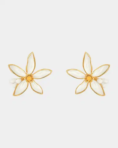 Oscar de la Renta Small Orange Blossom Earrings | Thumbnail 3