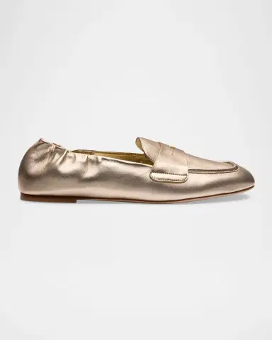 Stuart Weitzman Bryant Metallic Leather Penny Loafers | Thumbnail 3