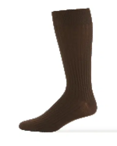 Neiman Marcus Ribbed Merino-Silk Mid-Calf Socks | Thumbnail 2