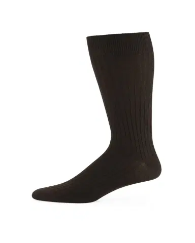 Neiman Marcus Ribbed Merino-Silk Mid-Calf Socks | Thumbnail 3