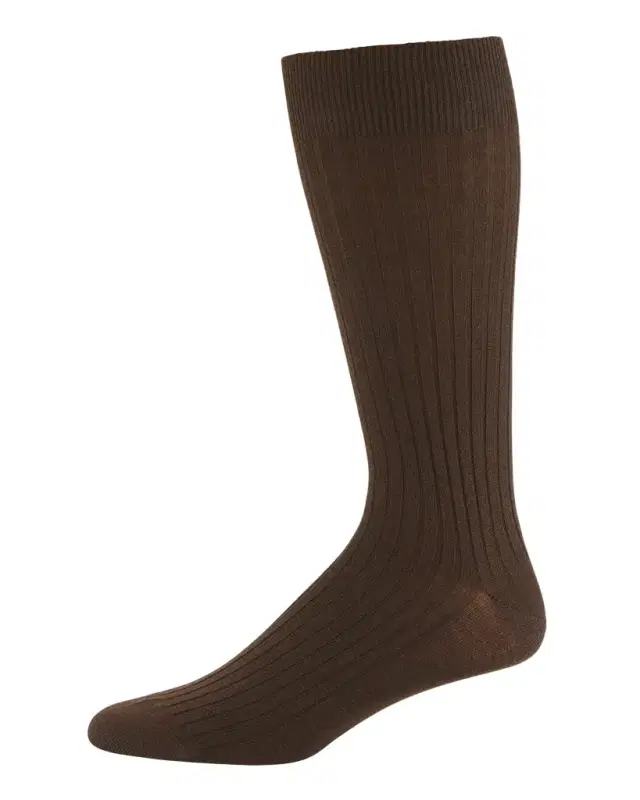 Ribbed Merino-Silk Mid-Calf Socks