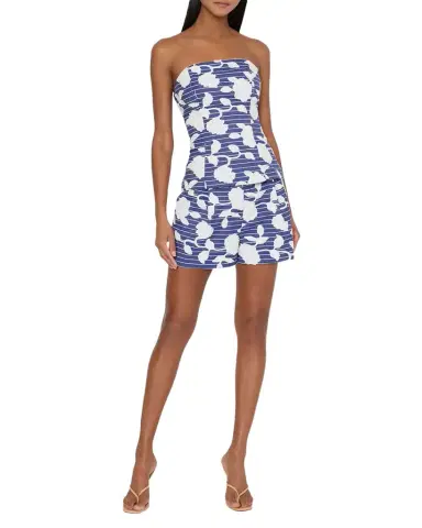 Milly Amanda Striped Floral Applique Shorts | Thumbnail 1 Milly Amanda Striped Floral Applique Shorts | Thumbnail 1