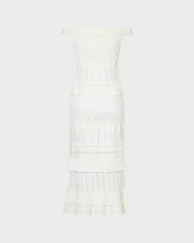 Milly Maven Off-Shoulder Pointelle Midi Sheath Dress | Thumbnail 2 Milly Maven Off-Shoulder Pointelle Midi Sheath Dress | Thumbnail 2