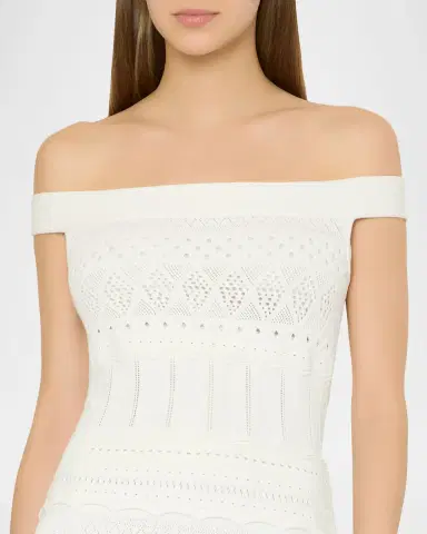 Milly Maven Off-Shoulder Pointelle Midi Sheath Dress | Thumbnail 4 Milly Maven Off-Shoulder Pointelle Midi Sheath Dress | Thumbnail 4