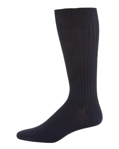 Neiman Marcus Ribbed Merino-Silk Mid-Calf Socks | Thumbnail 1