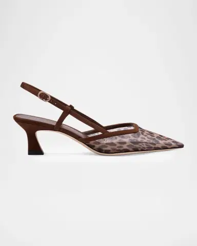 Stuart Weitzman 50mm Vinnie Leopard Mesh Slingback Pumps | Thumbnail 3 Stuart Weitzman 50mm Vinnie Leopard Mesh Slingback Pumps | Thumbnail 3
