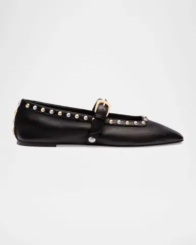 Stuart Weitzman Perry Studded Leather Mary Jane Ballerina Flats | Thumbnail 3 Stuart Weitzman Perry Studded Leather Mary Jane Ballerina Flats | Thumbnail 3