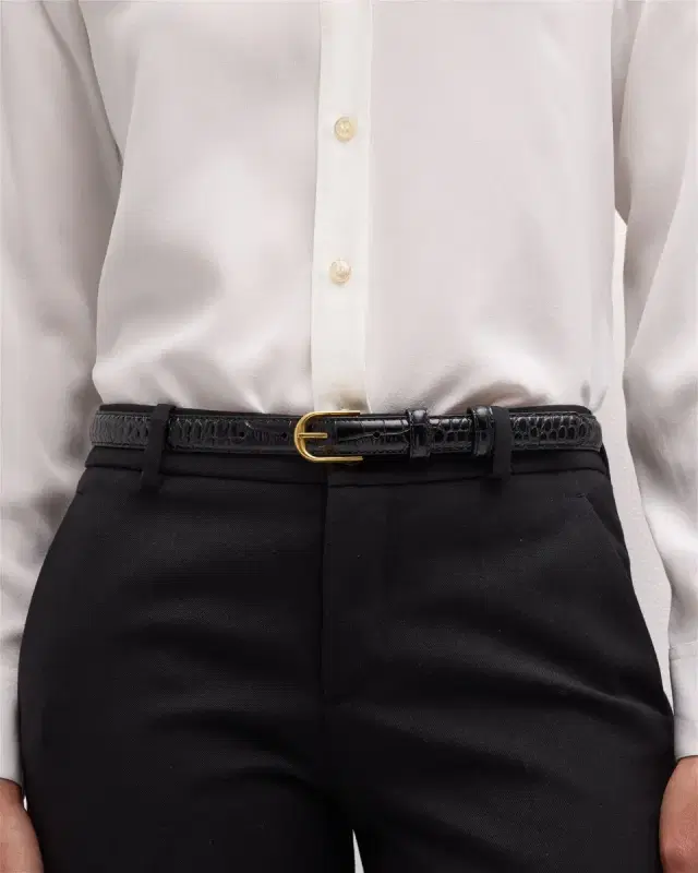 Jane Croc Leather Thin Belt