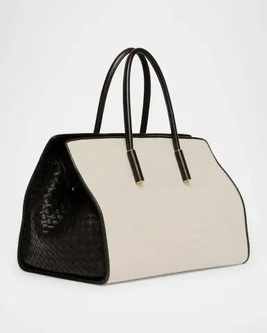 Bottega Veneta Barbara Medium Canvas and Leather Tote Bag | Thumbnail 2 Bottega Veneta Barbara Medium Canvas and Leather Tote Bag | Thumbnail 2