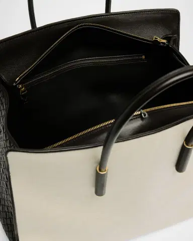 Bottega Veneta Barbara Medium Canvas and Leather Tote Bag | Thumbnail 3 Bottega Veneta Barbara Medium Canvas and Leather Tote Bag | Thumbnail 3