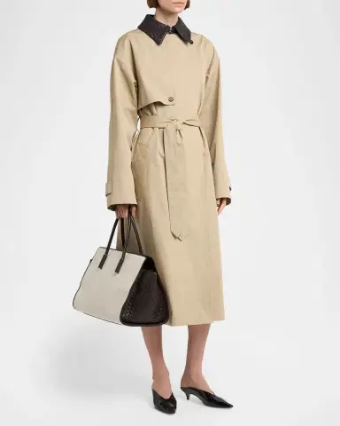 Bottega Veneta Barbara Medium Canvas and Leather Tote Bag | Thumbnail 4 Bottega Veneta Barbara Medium Canvas and Leather Tote Bag | Thumbnail 4