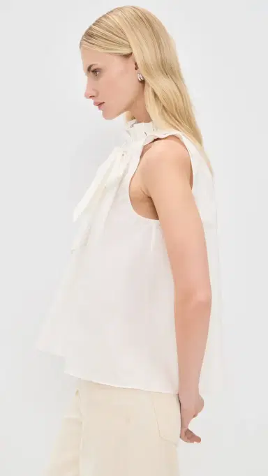 CAROLINE CONSTAS Addy Sleeveless Tie Blouse White | Thumbnail 4 CAROLINE CONSTAS Addy Sleeveless Tie Blouse White | Thumbnail 4
