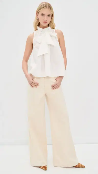 CAROLINE CONSTAS Addy Sleeveless Tie Blouse White | Thumbnail 5 CAROLINE CONSTAS Addy Sleeveless Tie Blouse White | Thumbnail 5
