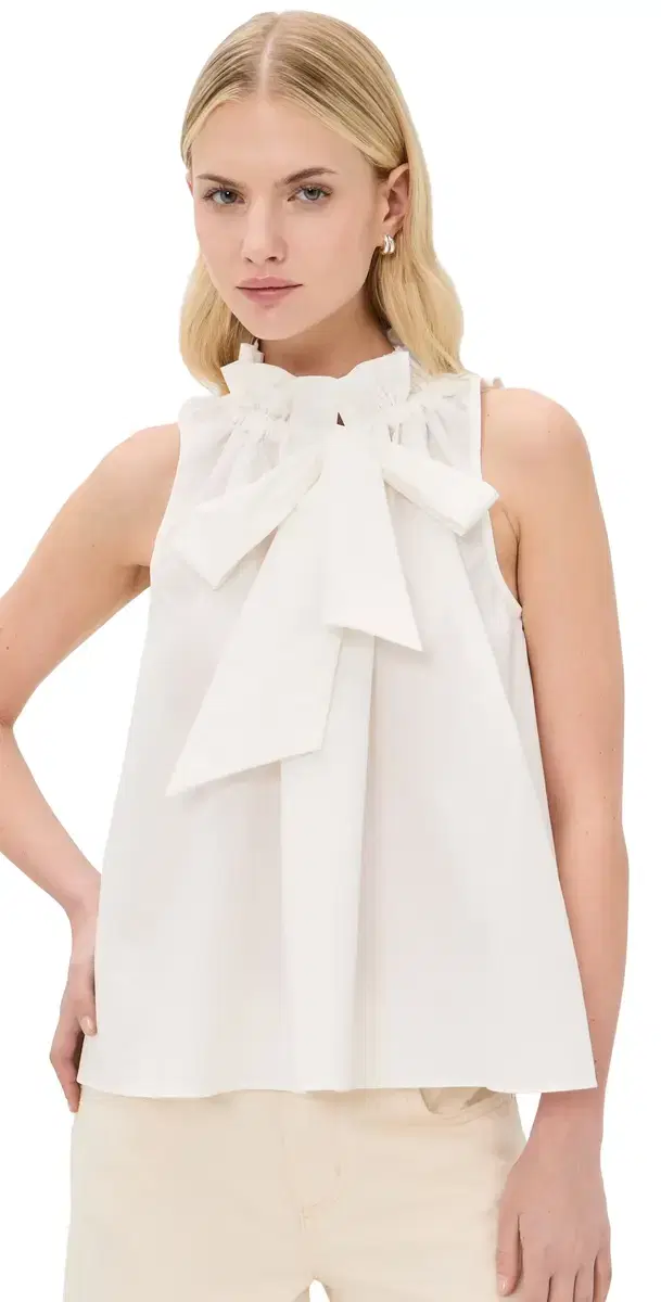 Addy leeveless Tie Blouse White