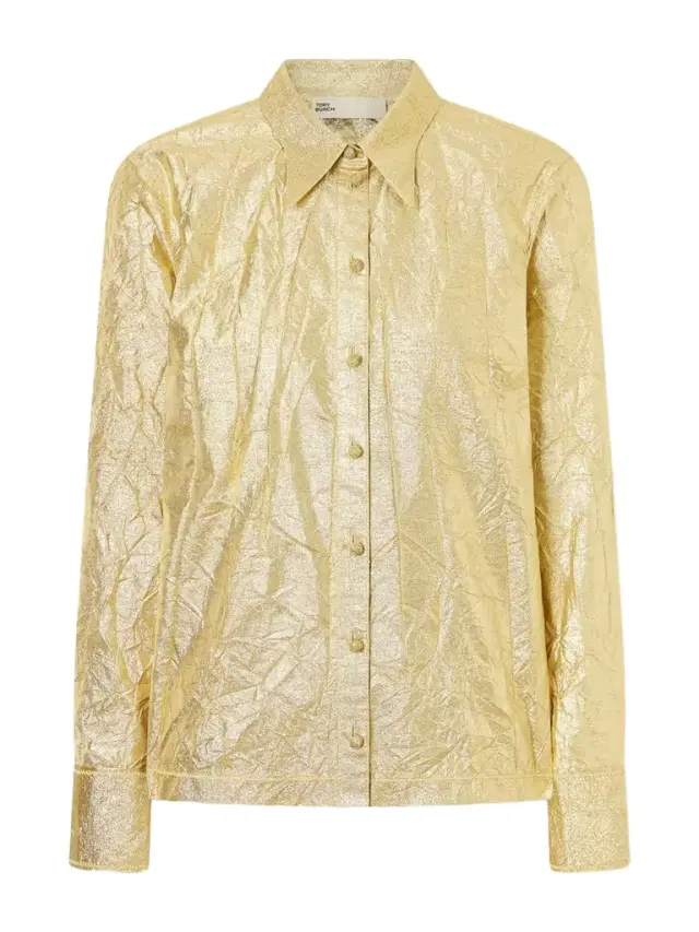Tory Burch Crinkled Metallic Silk-blend Shirt