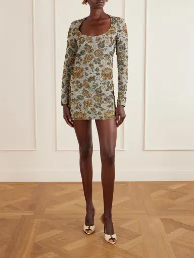 Saint Laurent Jardin Brocade Mini Dress | Thumbnail 2 Saint Laurent Jardin Brocade Mini Dress | Thumbnail 2