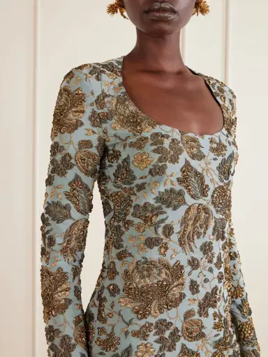 Saint Laurent Jardin Brocade Mini Dress | Thumbnail 4 Saint Laurent Jardin Brocade Mini Dress | Thumbnail 4