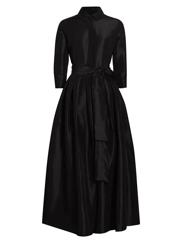 Women's Julip Sateen Belted Shirt Gown - Black