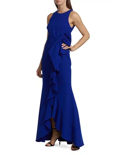 BADGLEY MISCHKA Women's Odessa Ruffle Floor-Length Gown - Ultra Violet - Size 2 | Thumbnail 4 BADGLEY MISCHKA Women's Odessa Ruffle Floor-Length Gown - Ultra Violet - Size 2 | Thumbnail 4