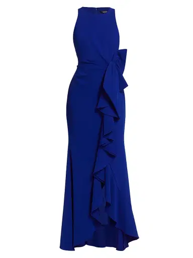 BADGLEY MISCHKA Women's Odessa Ruffle Floor-Length Gown - Ultra Violet - Size 2 | Thumbnail 1 BADGLEY MISCHKA Women's Odessa Ruffle Floor-Length Gown - Ultra Violet - Size 2 | Thumbnail 1