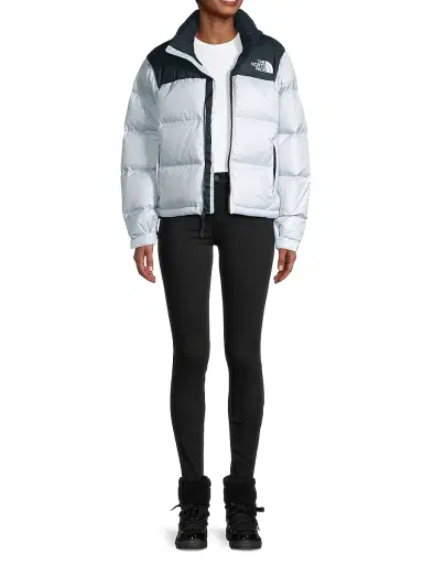 The North Face Women's Retro Nuptse Colorblocked Down Jacket - Dusty Periwinkle Black - Size Medium | Thumbnail 2 The North Face Women's Retro Nuptse Colorblocked Down Jacket - Dusty Periwinkle Black - Size Medium | Thumbnail 2